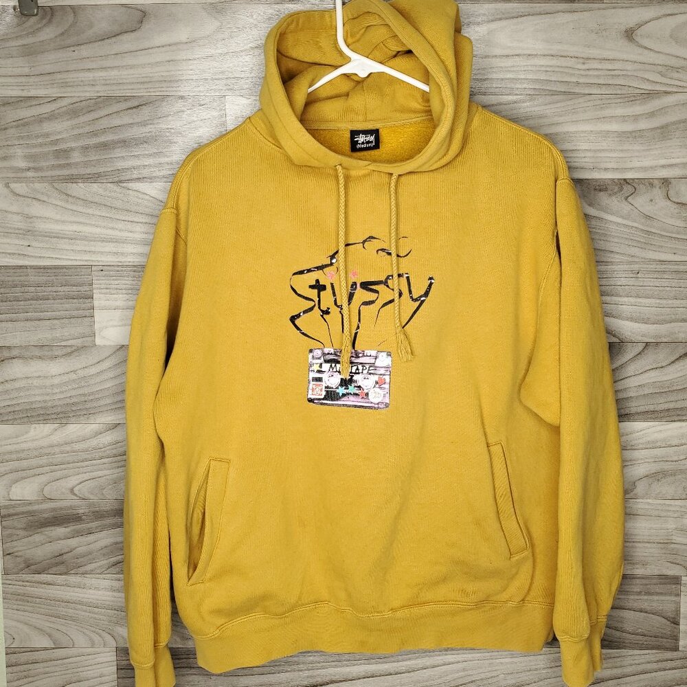 Vtg Y2K Stussy Hoodie M Sweatshirt Cassette Mixtape Japan Exclusive HTF RARE
